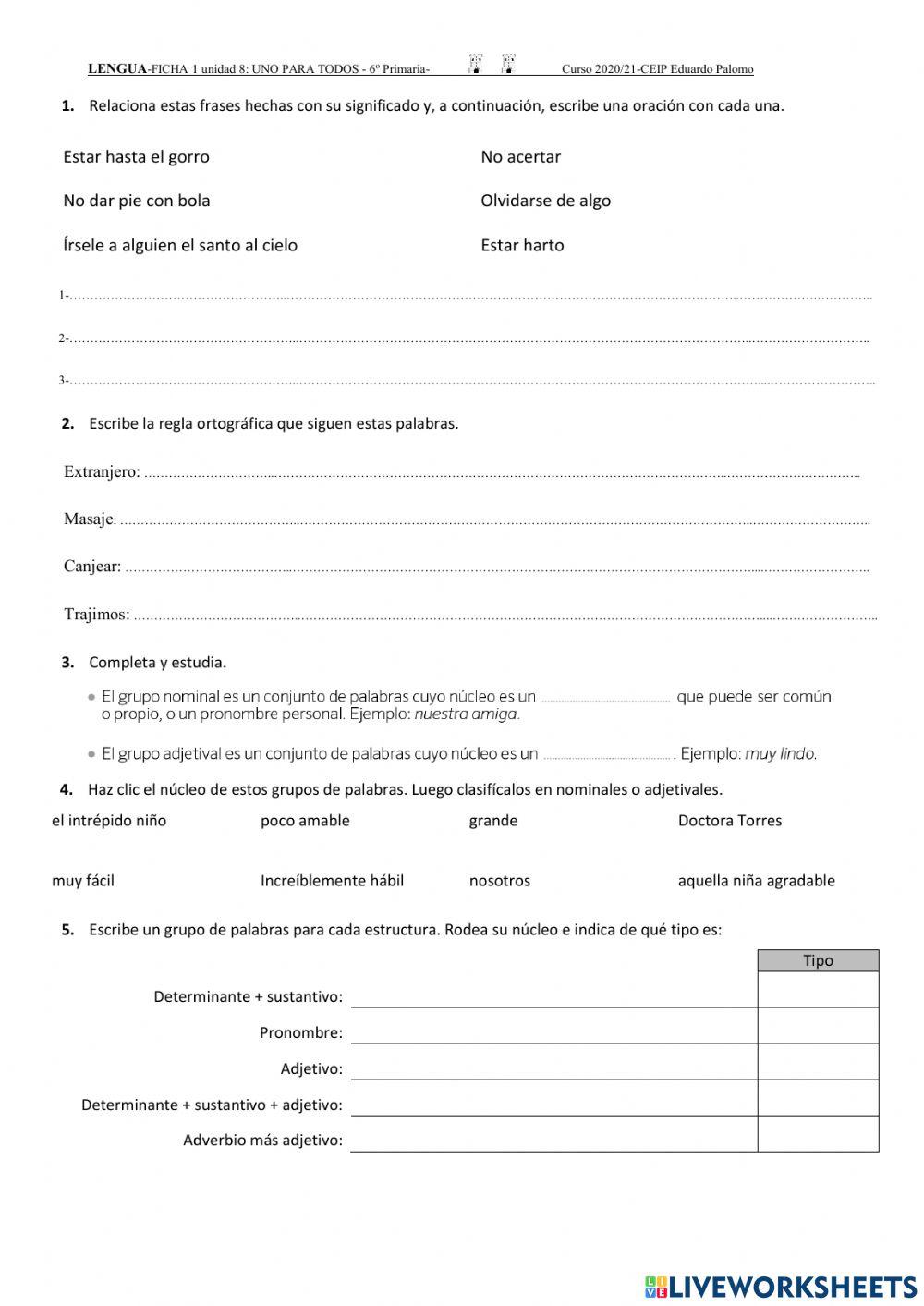 Control unidad 8 de lengua