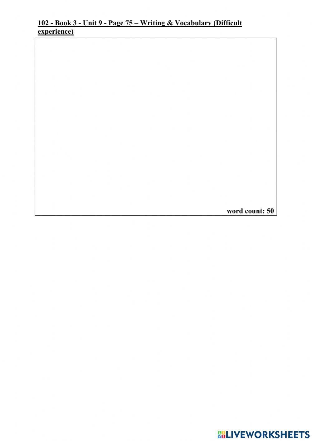 102 - Book 3 - Unit 9 - Page 75 –  Vocabulary (Difficult experience)