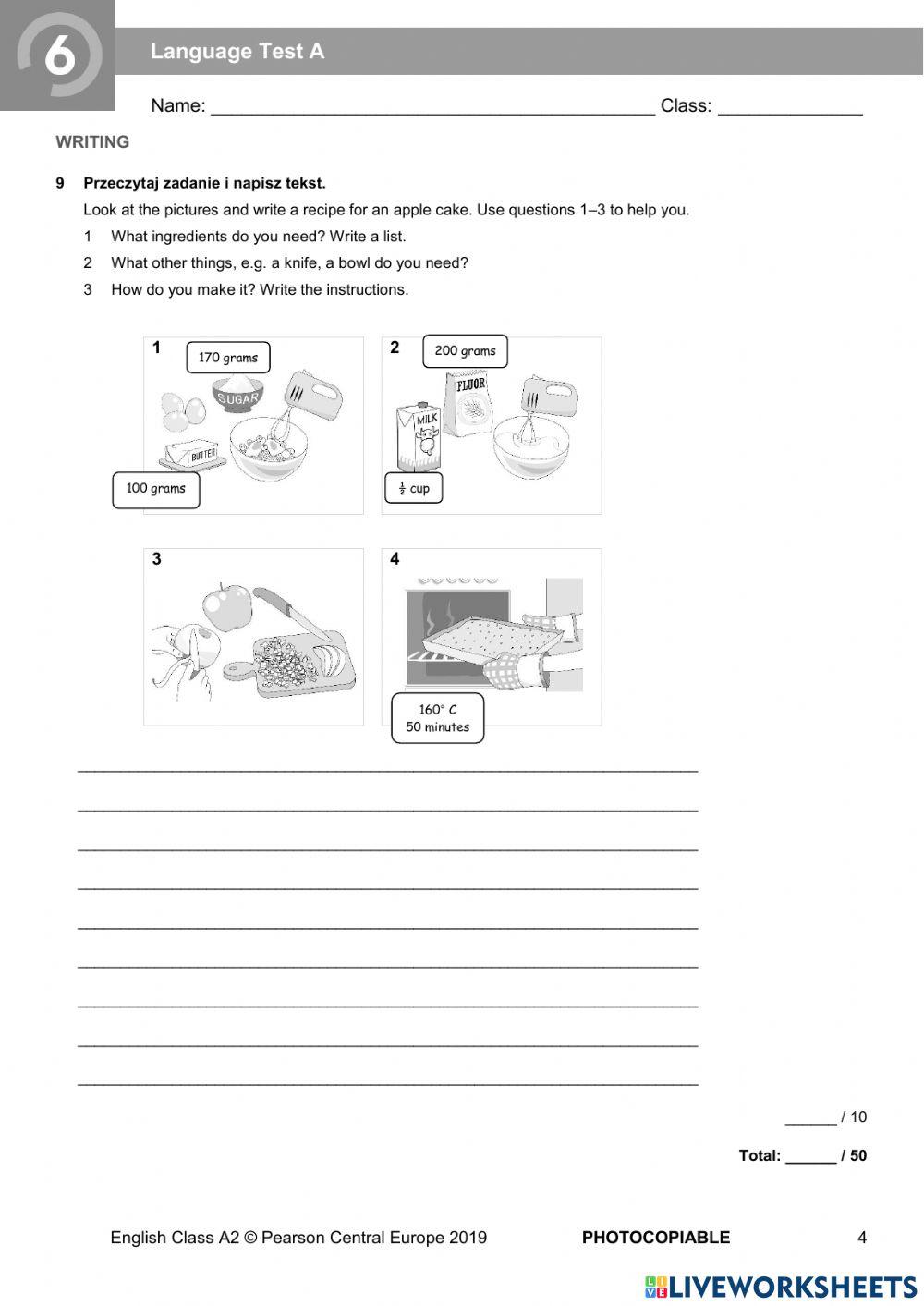sprawdzian klasa 6  unit 6