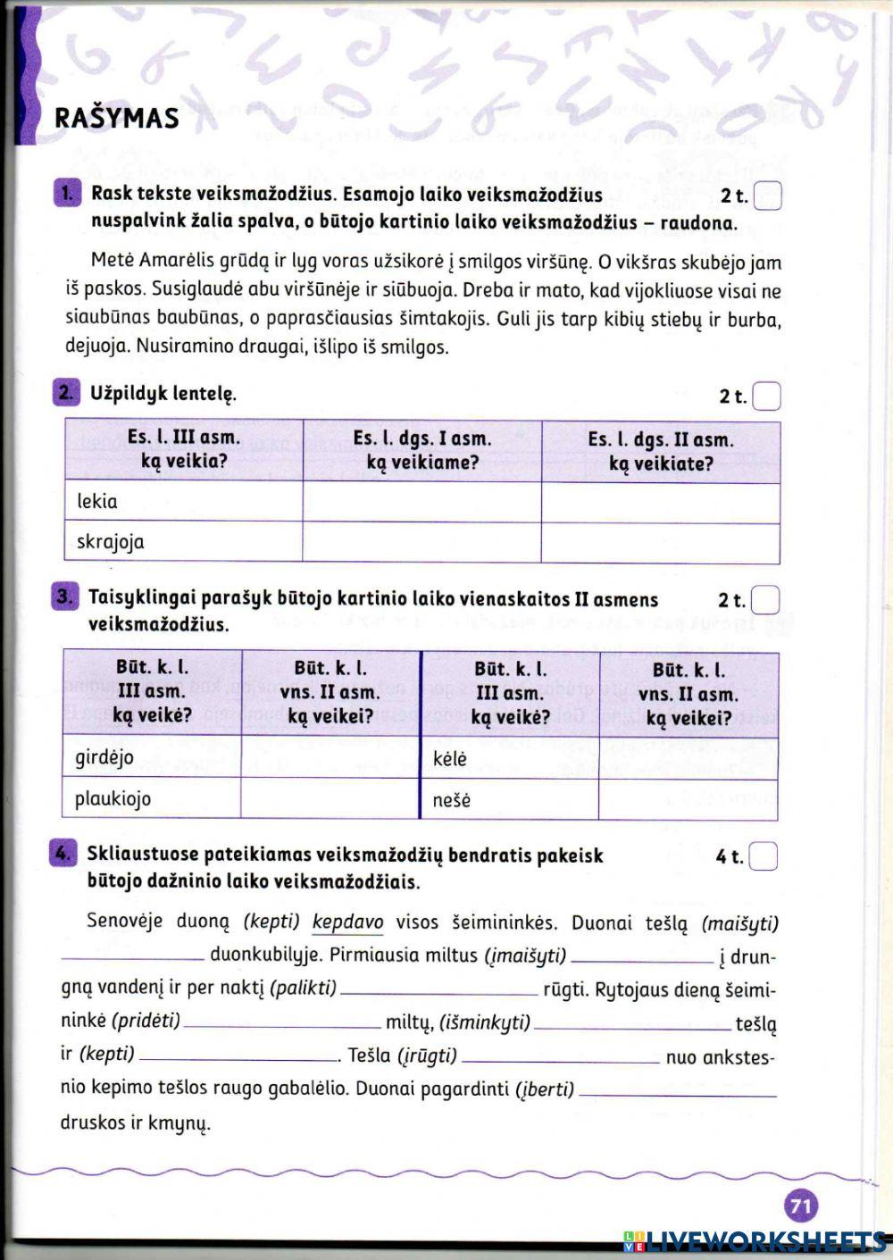Rašymo testas 4 kl.