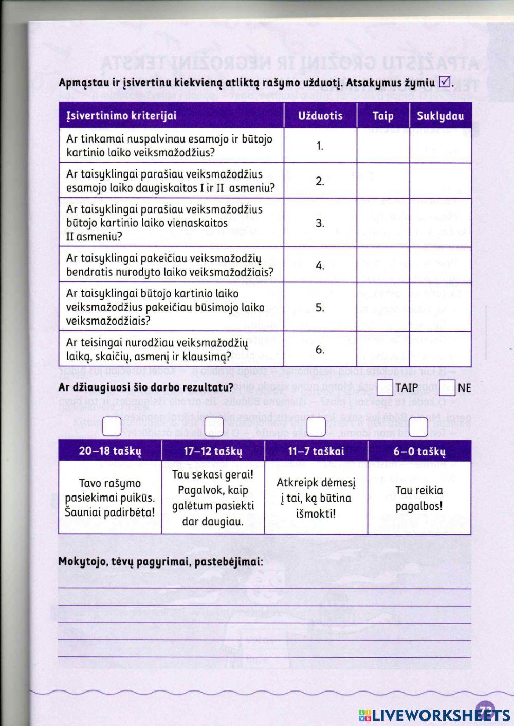 Rašymo testas 4 kl.