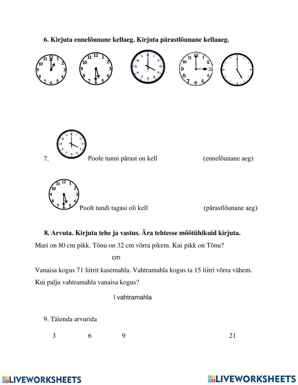 Arvutamine nimega arvudega