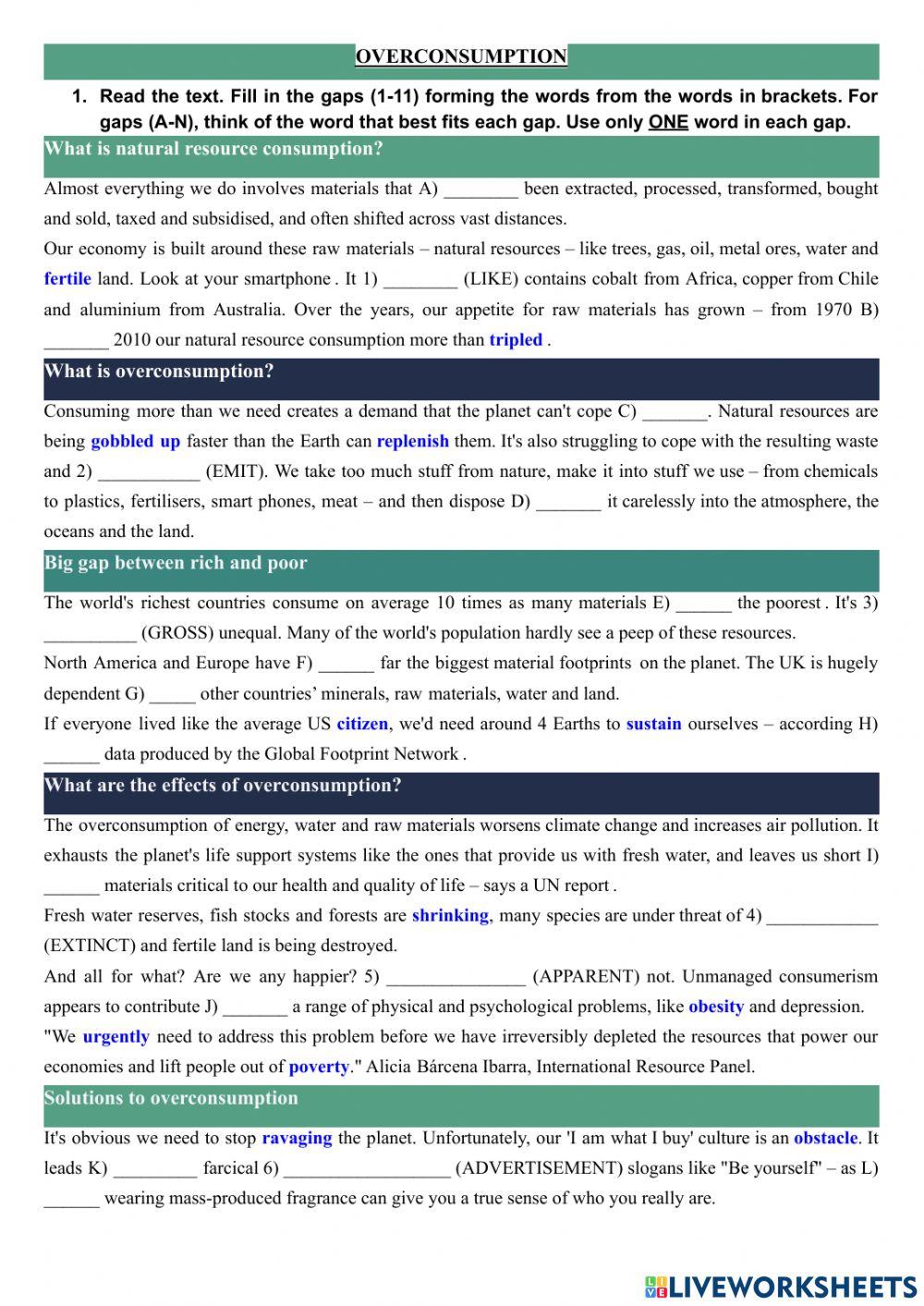 Reading: Overconsumption