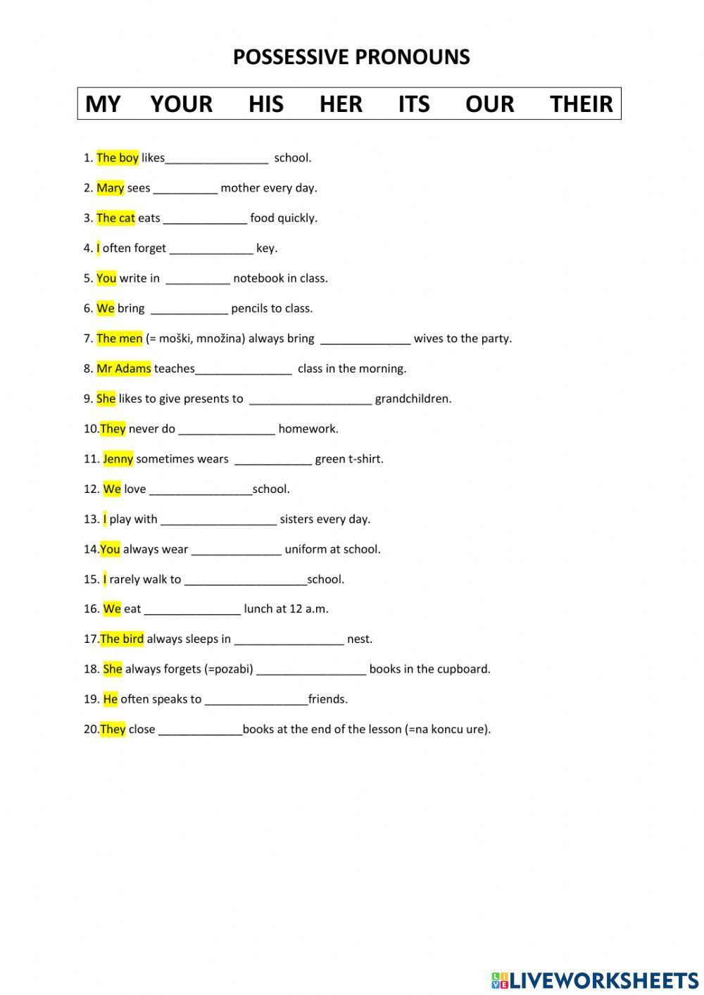 Possessive pronouns