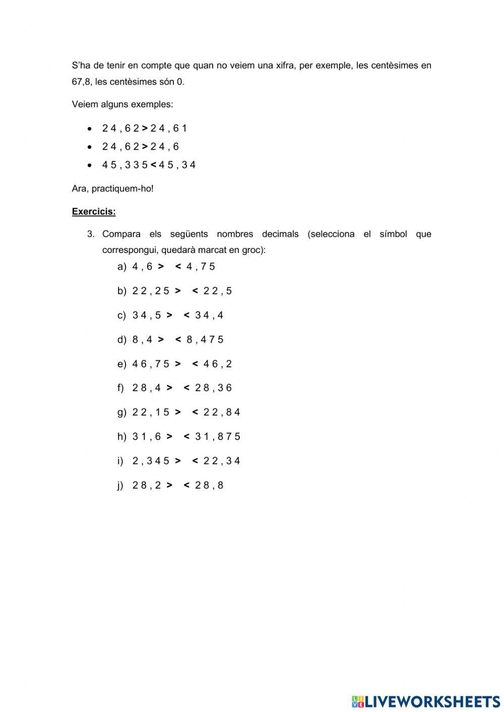 Introducció decimals