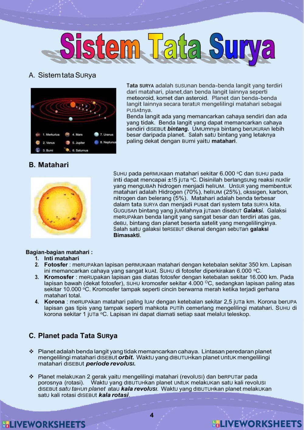Sistem Tata Surya-Planet dan Ciri-cirinya