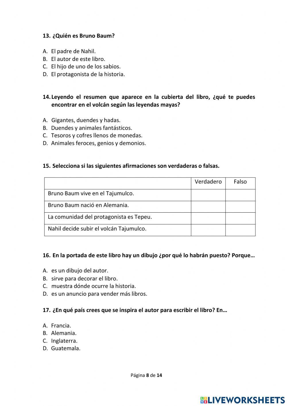 Comprensión escrita. Prueba 2015