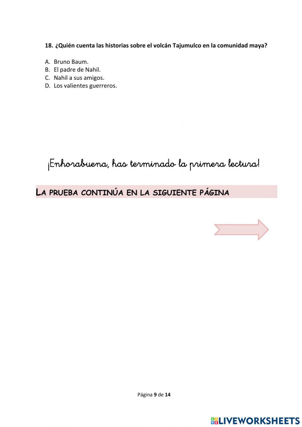 Comprensión escrita. Prueba 2015