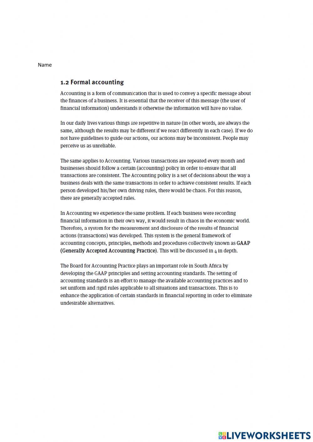 Informal or indegenous bookkeeping