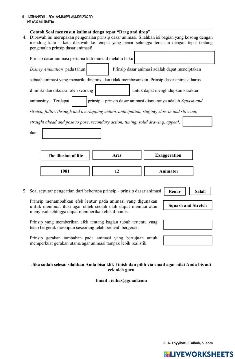 Latihan Soal Animasi Liveworksheet