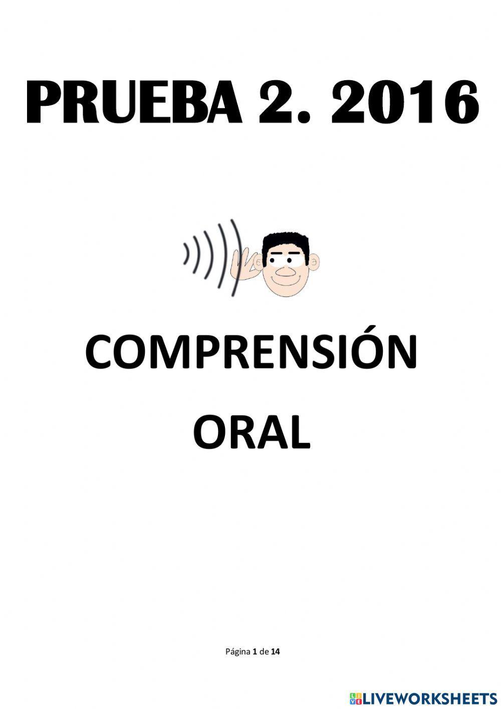 Comprensión oral. Prueba 2016