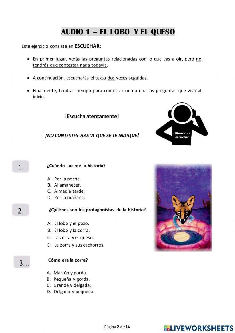 Comprensión oral. Prueba 2016