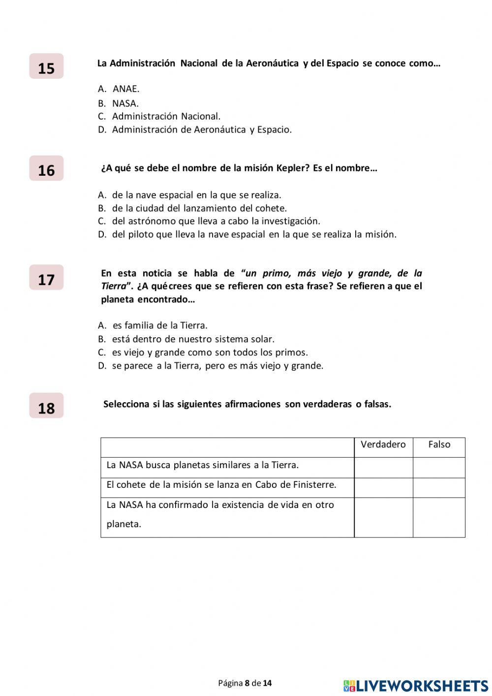 Comprensión escrita. Prueba 2016
