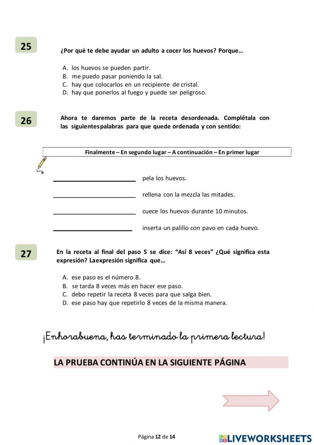 Comprensión escrita. Prueba 2016