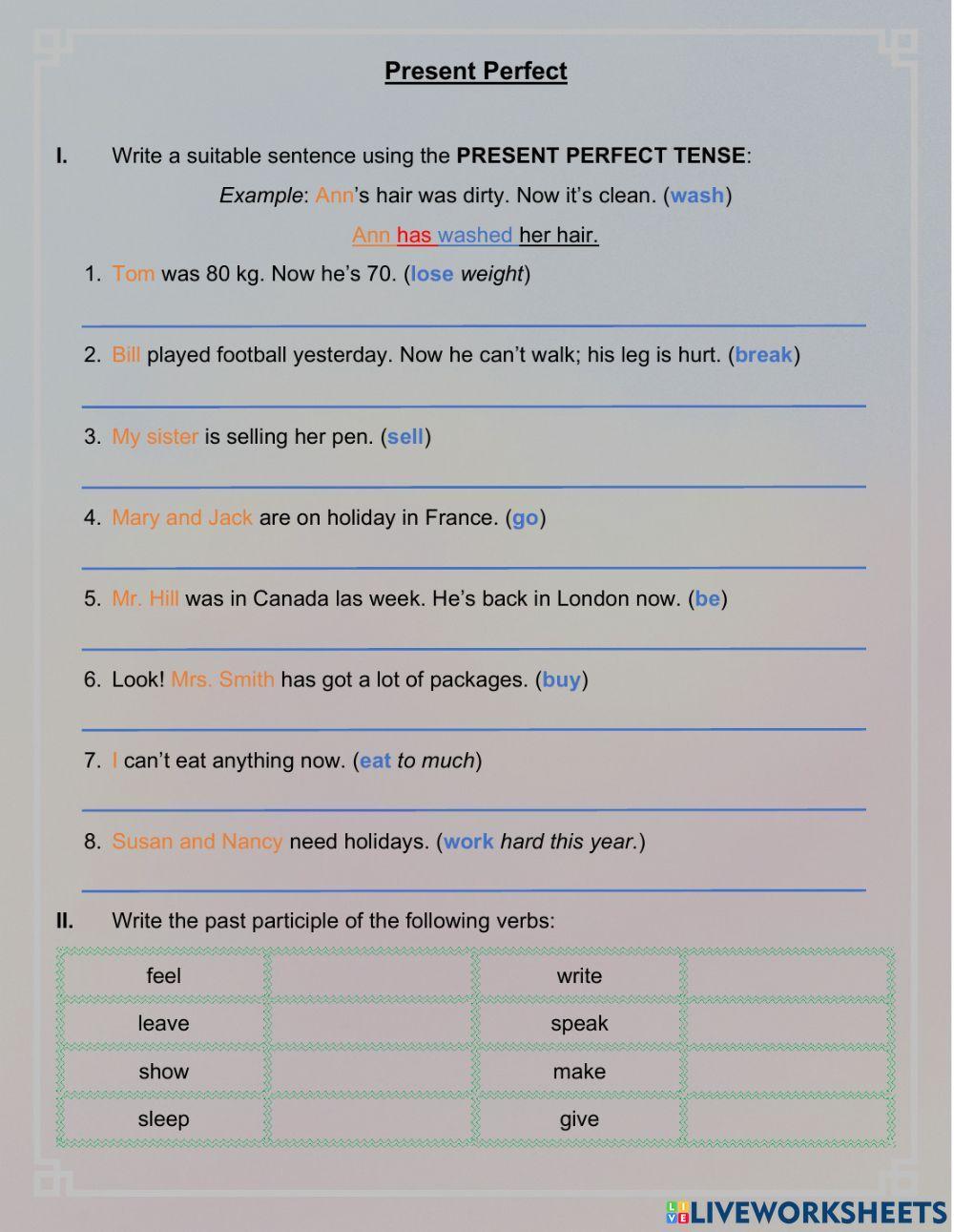 Present Perfect Activity