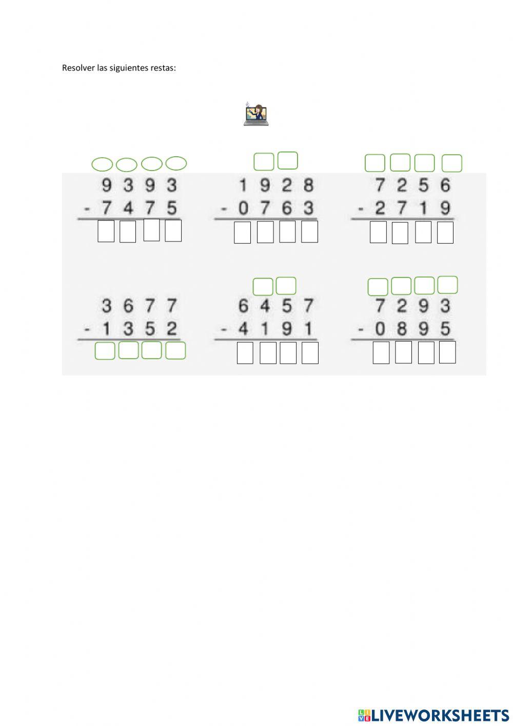 Restas de cuatro cifras