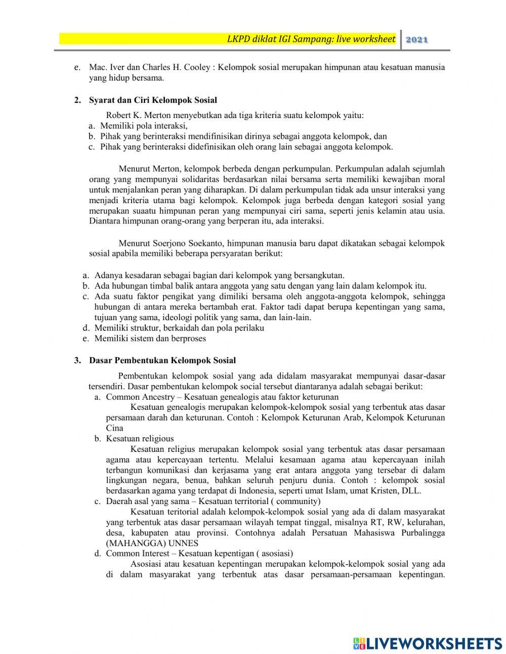 Latihan soal worksheets