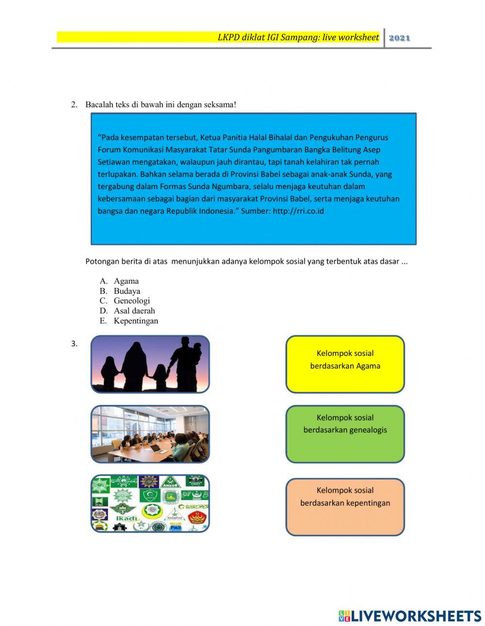 Latihan soal worksheets