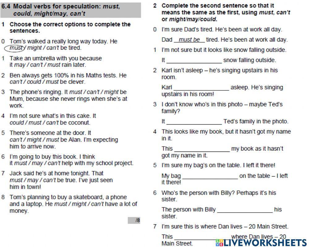 WW3 ( Unit 6)  Revision.Grammar 6.4