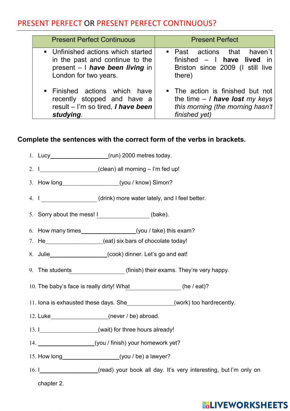 Present Perfect vs Present Perfect Continuous