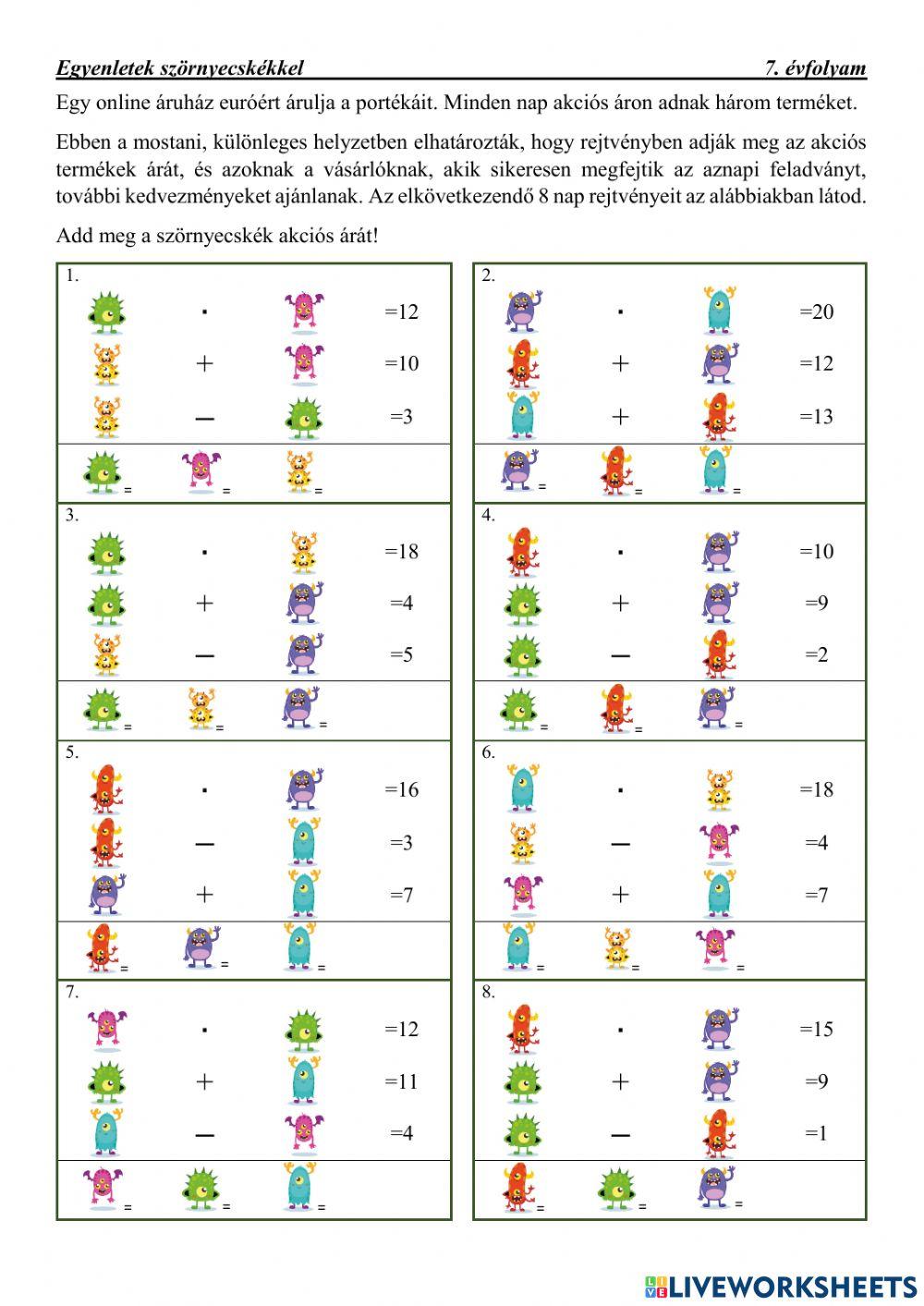 Egyenlet szörnyecskékkel