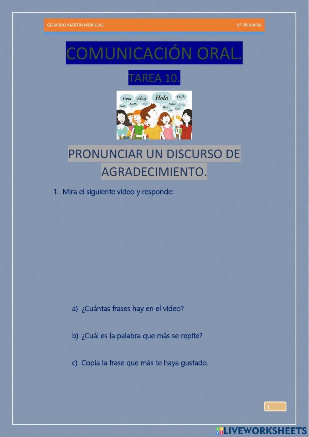 Comunicación oral. Tarea 10.