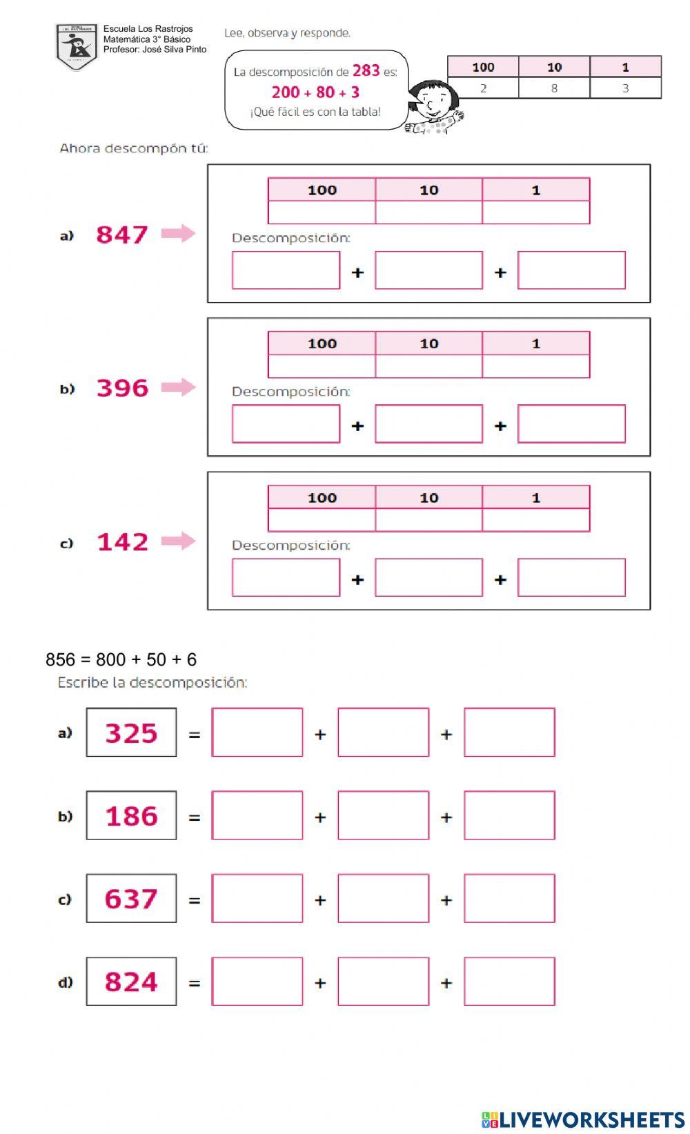 Ficha Refuerzo Numeración
