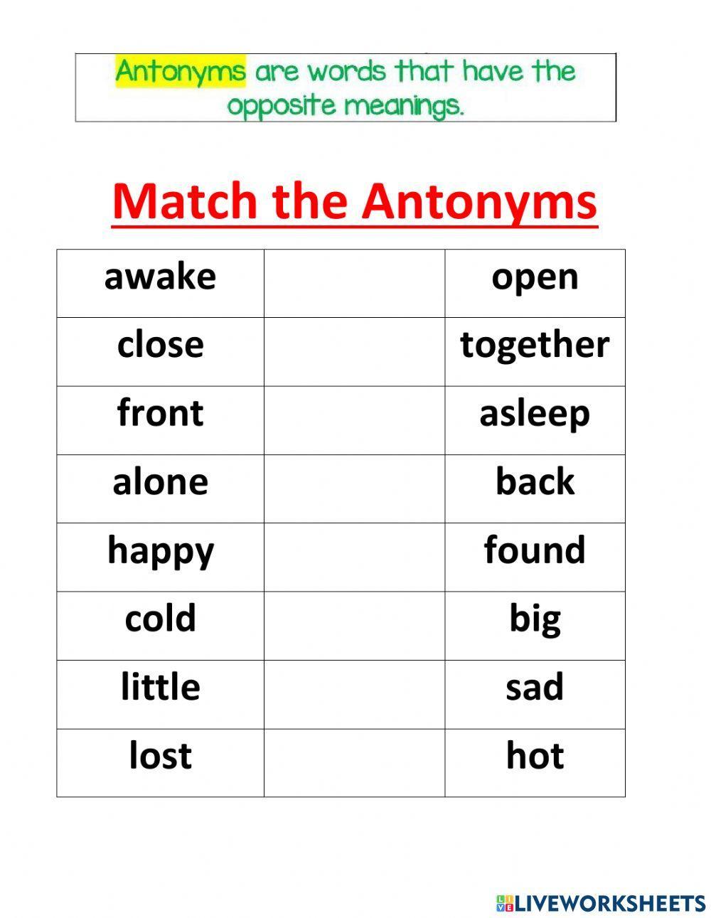 Antonyms And Synonyms Online Worksheet Live Worksheets 57% OFF