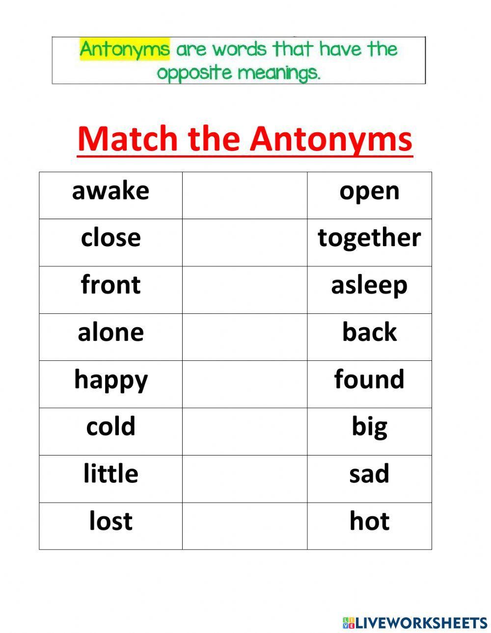 Synonyms and Antonyms (Exercise 2)