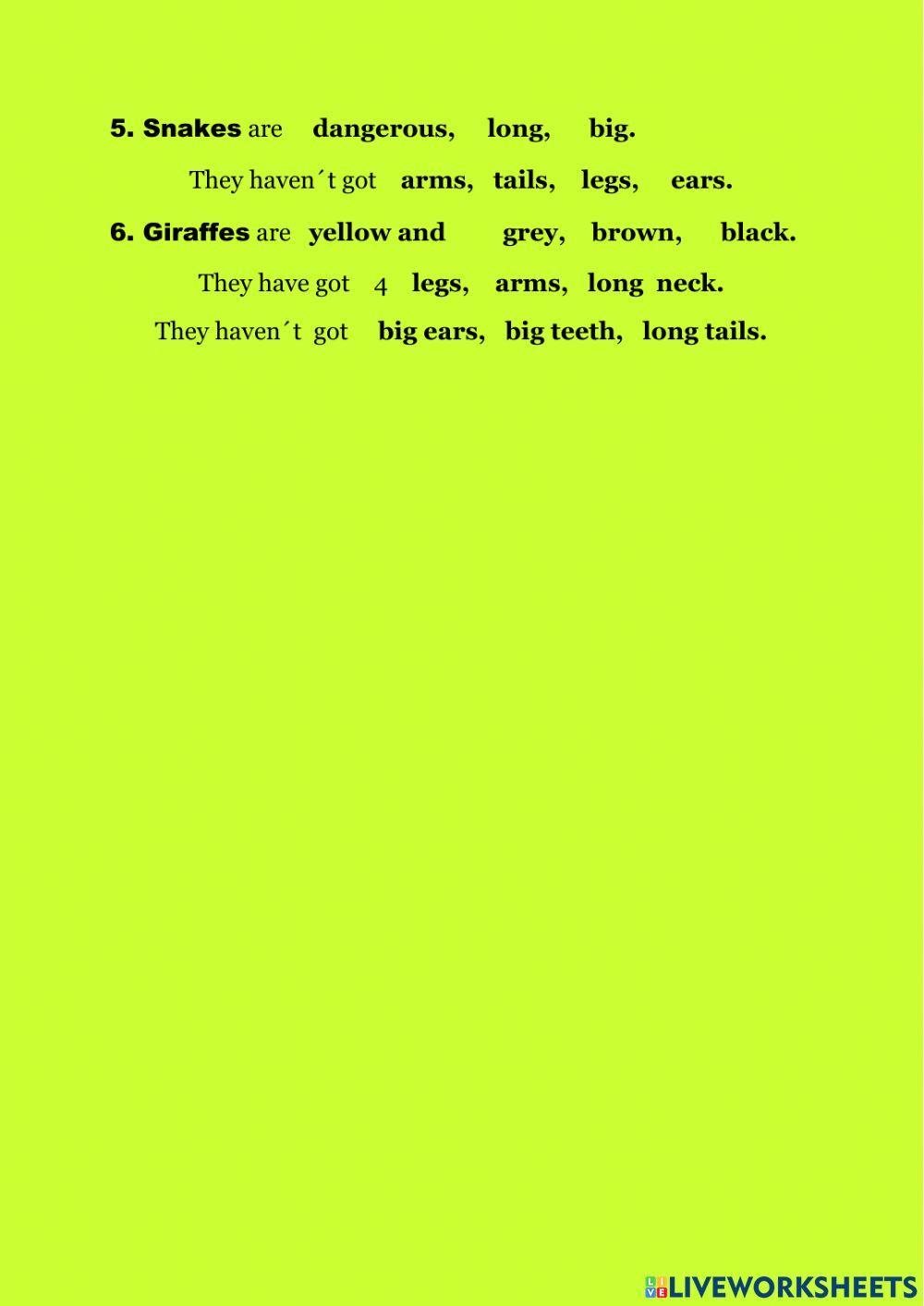 Description of animals