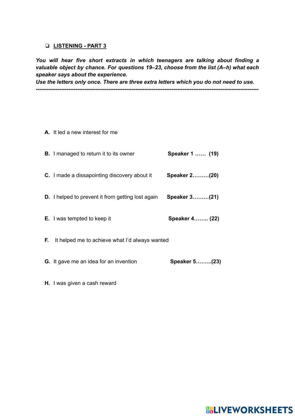 Mock exam 1-listening (first for schools trainer 2)