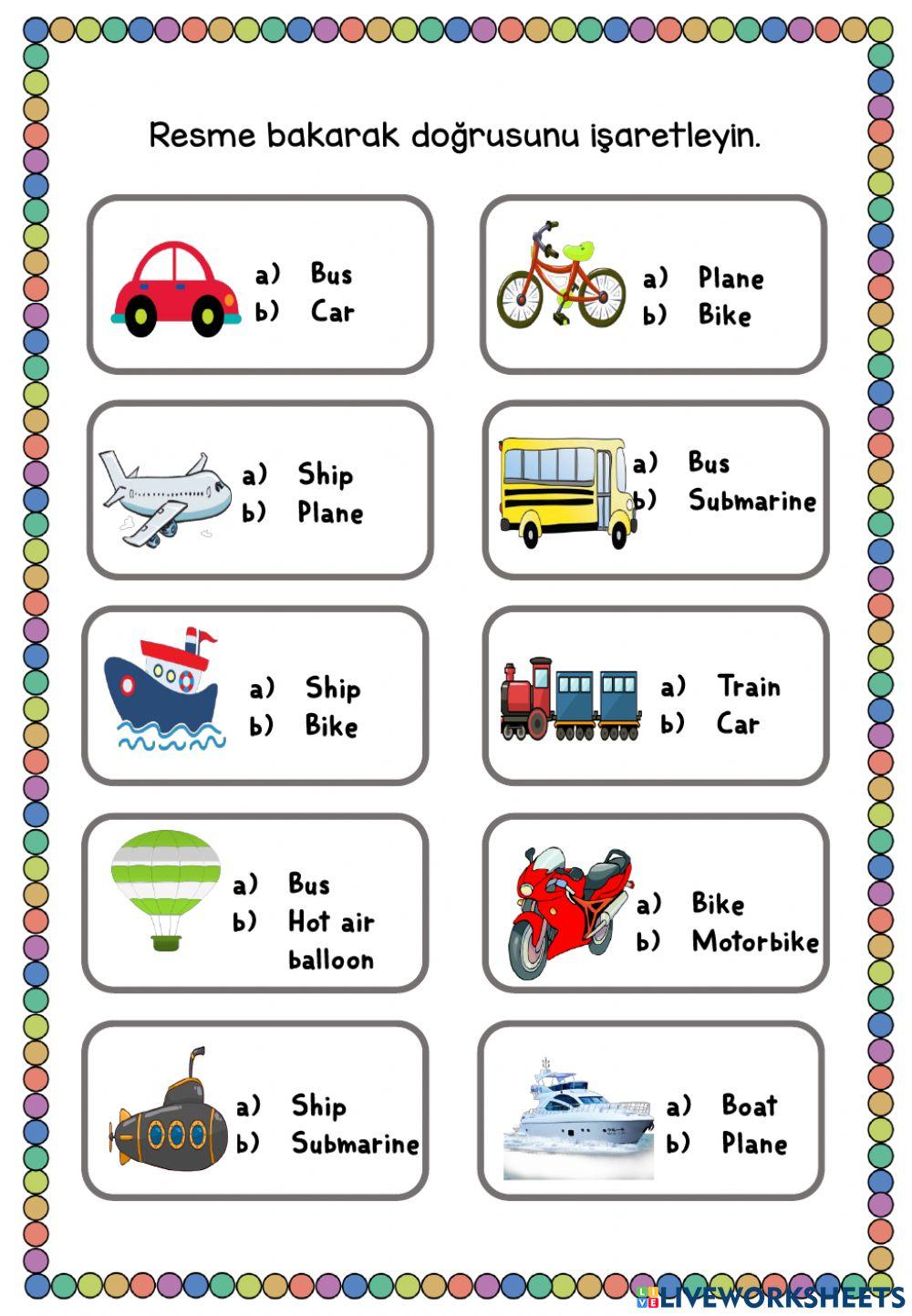 3.8 Transportation Worksheets