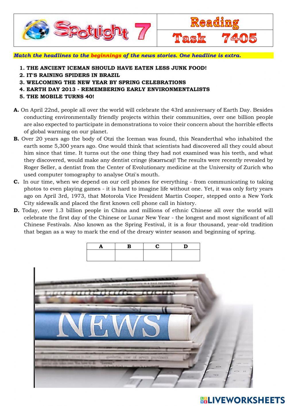 Spotlight 7 Task 7405