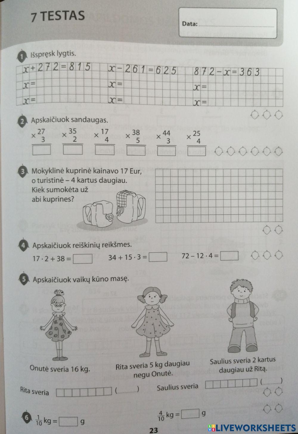 Matematika 7testas