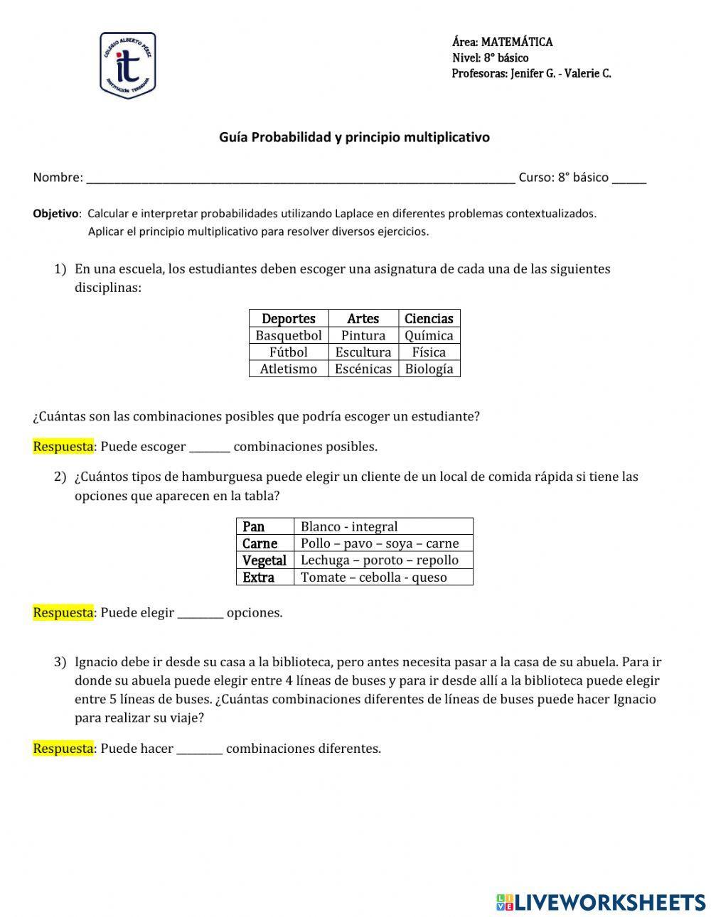 Probabilidad y principio multiplicativo