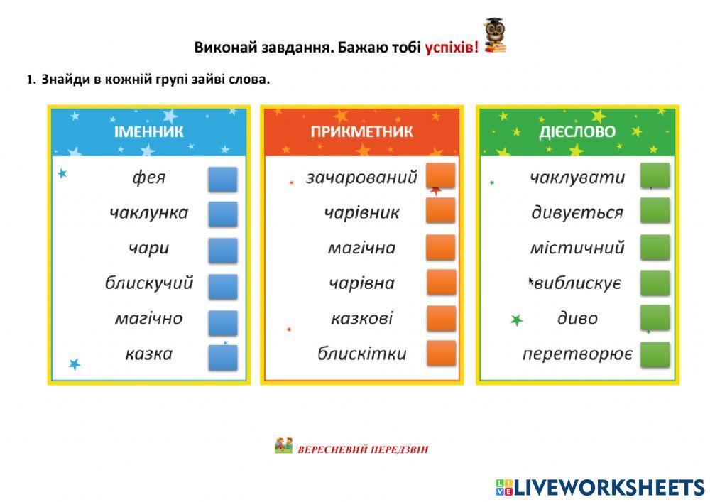 Розрізняємо частини мови