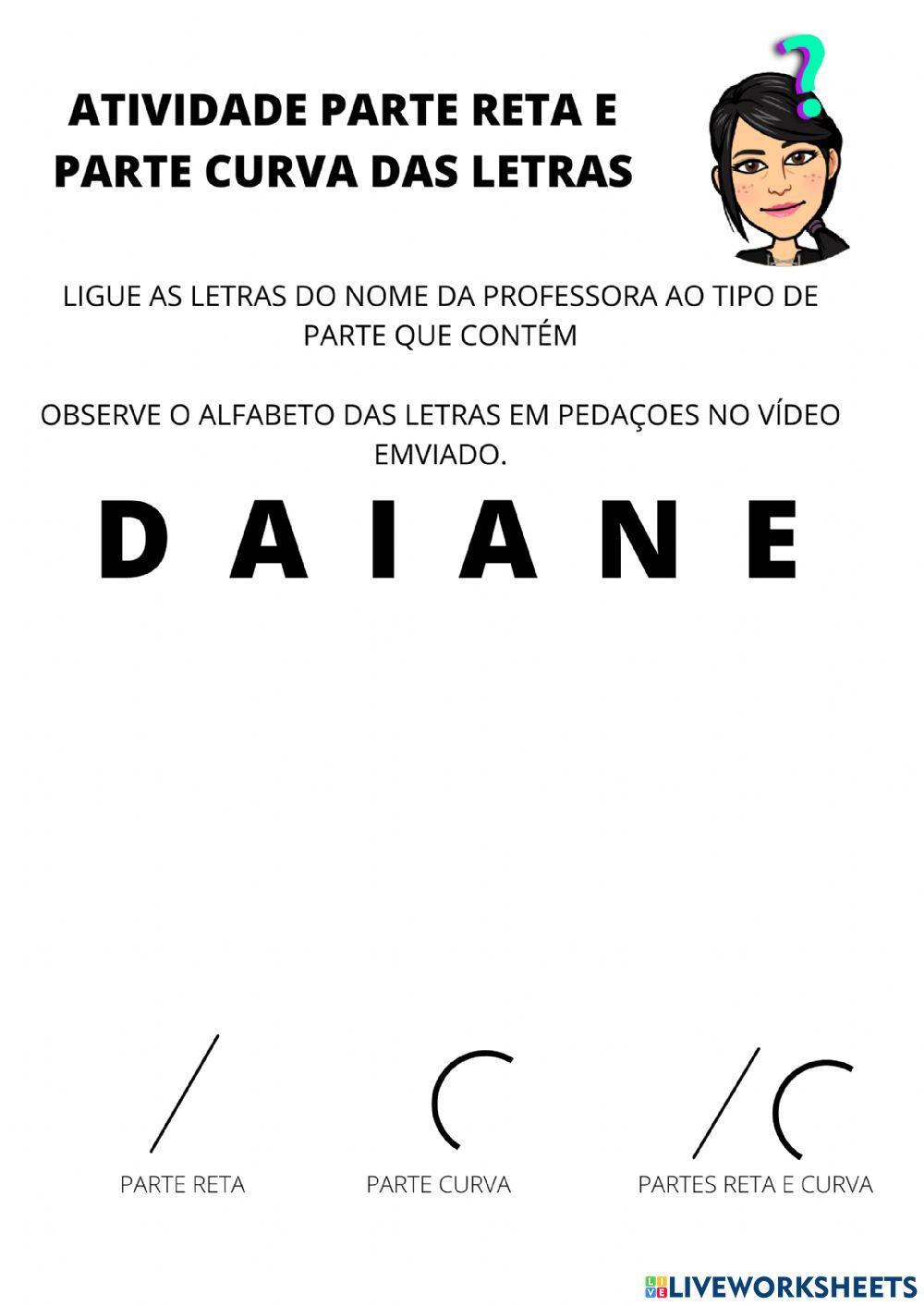 Partes RETAS e PARTES CURVAS das letras