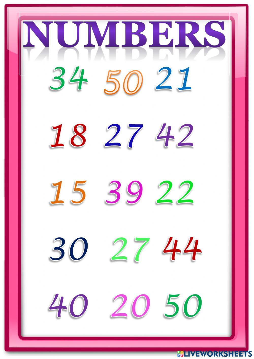 Numbers 10-50
