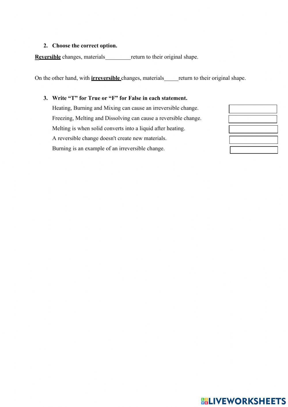Reversible And Irreversible Changes Ks2