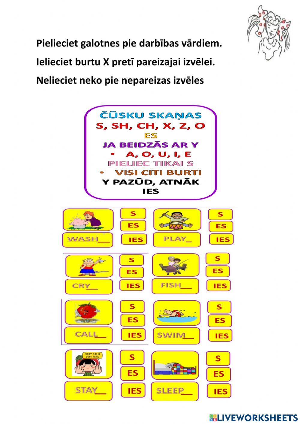 Adding s (third person singular Present Simple)