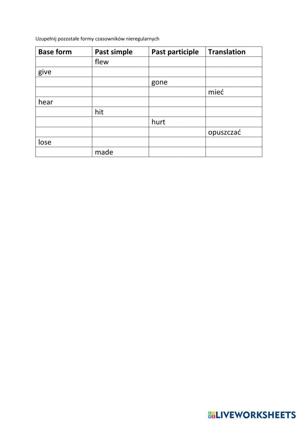 Irregular verbs 2