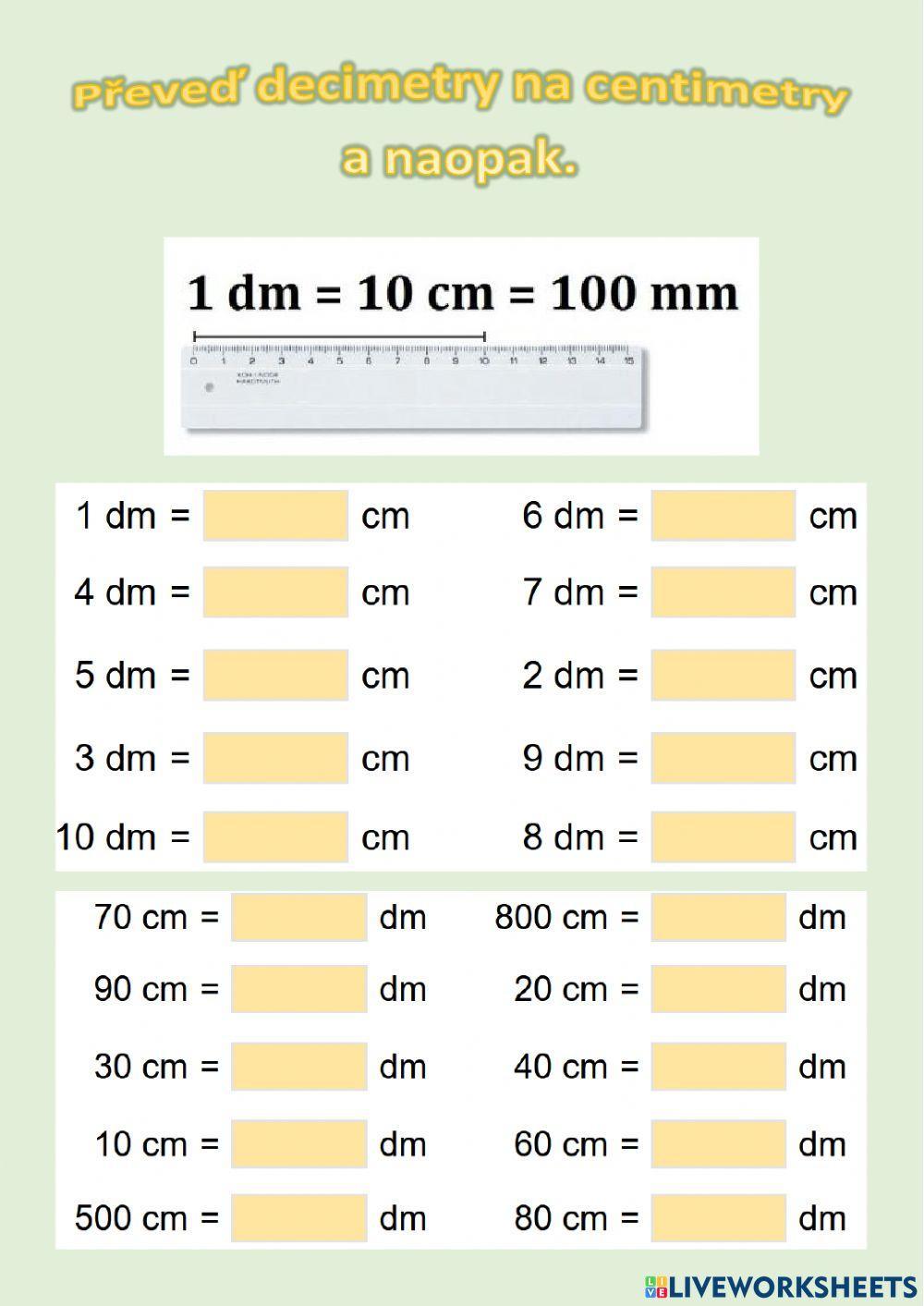 Převody jednotek délky cm-dm