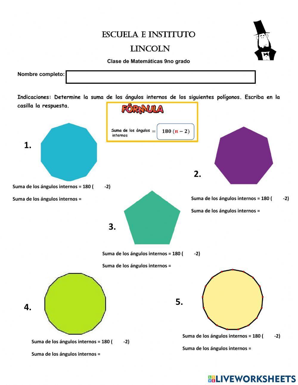 Suma de ángulos internos de un polígono regular