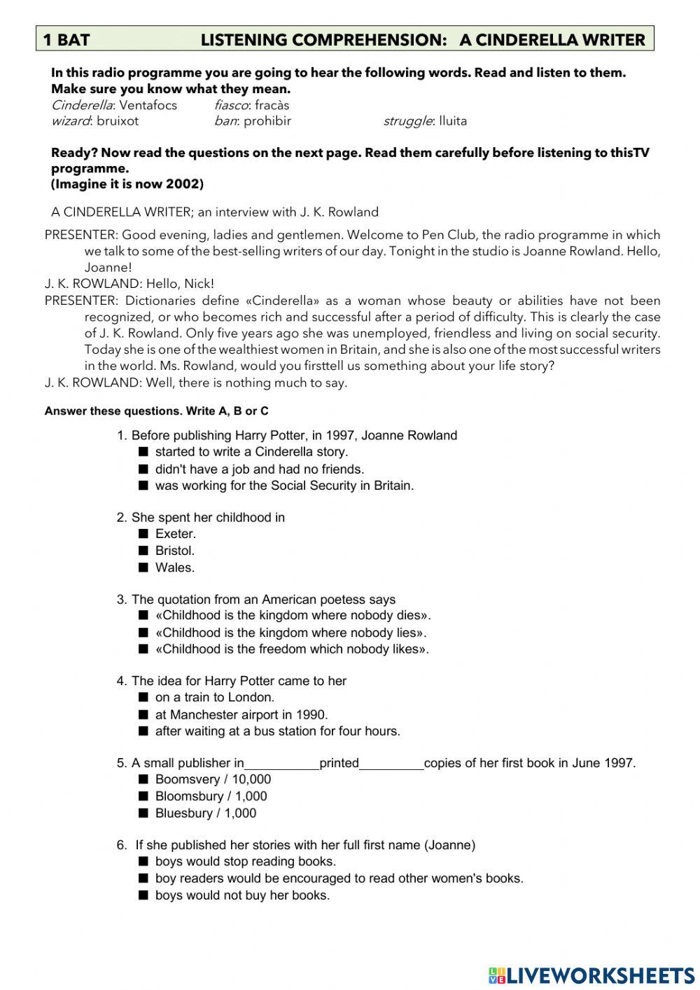 Listening A Cinderella Writer