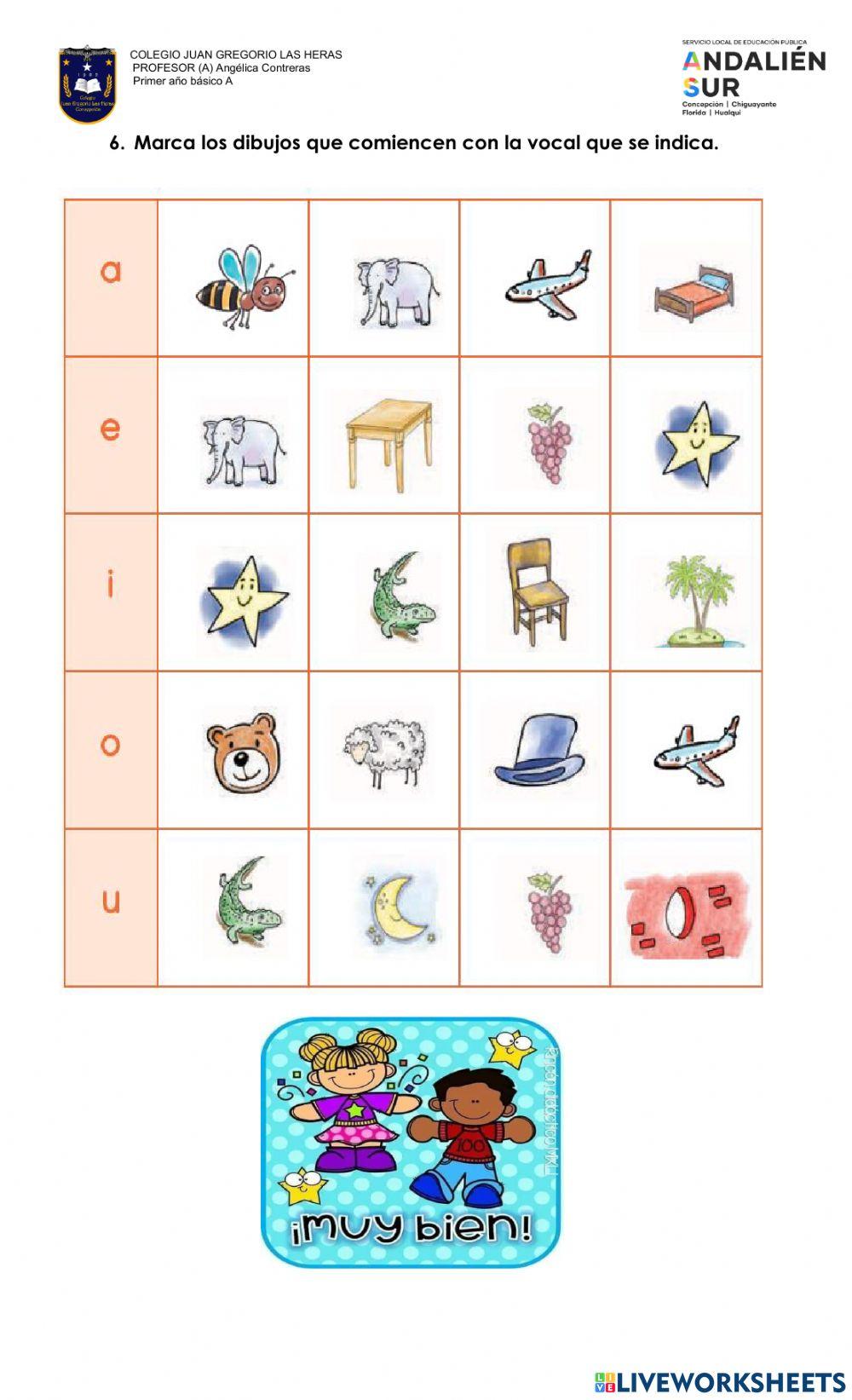 Evaluación de Lenaguaje las Vocales