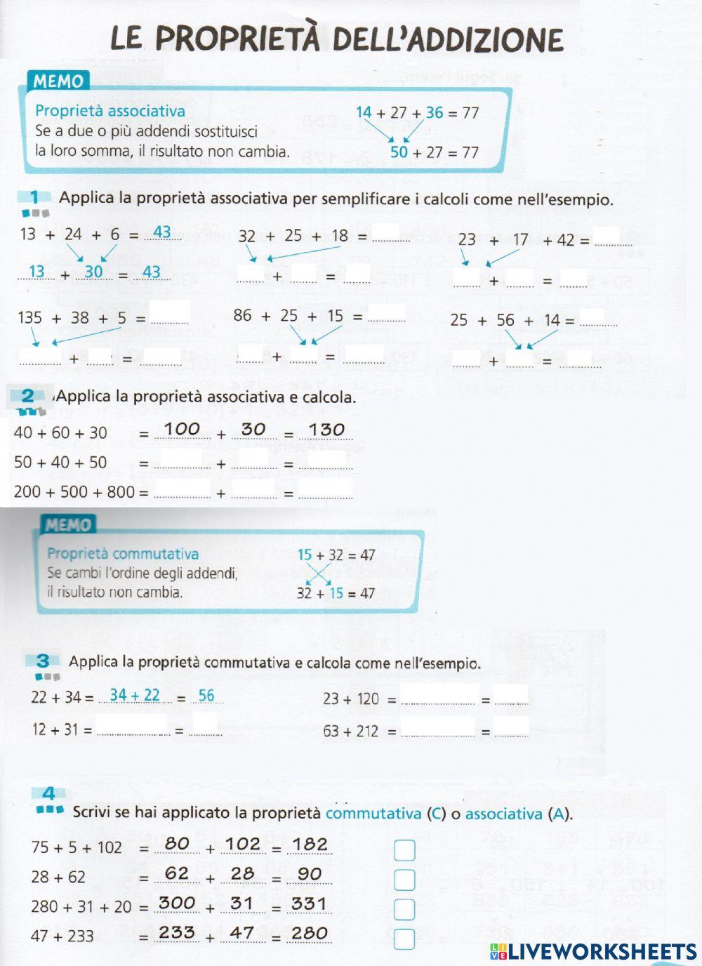 Proprietà ADDIZIONE
