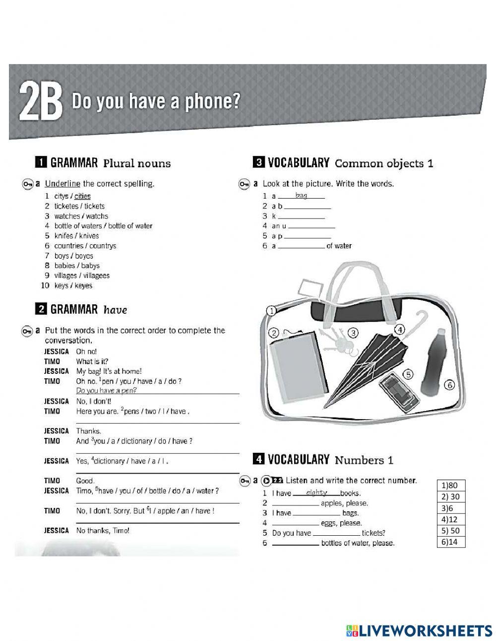 2B Review worksheet | Live Worksheets