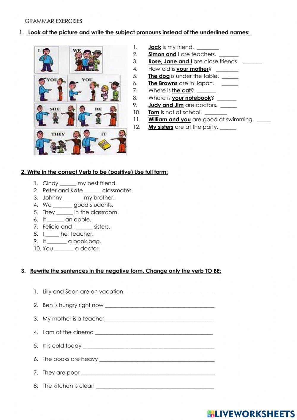 Verb TO BE practice: affirmative and negative