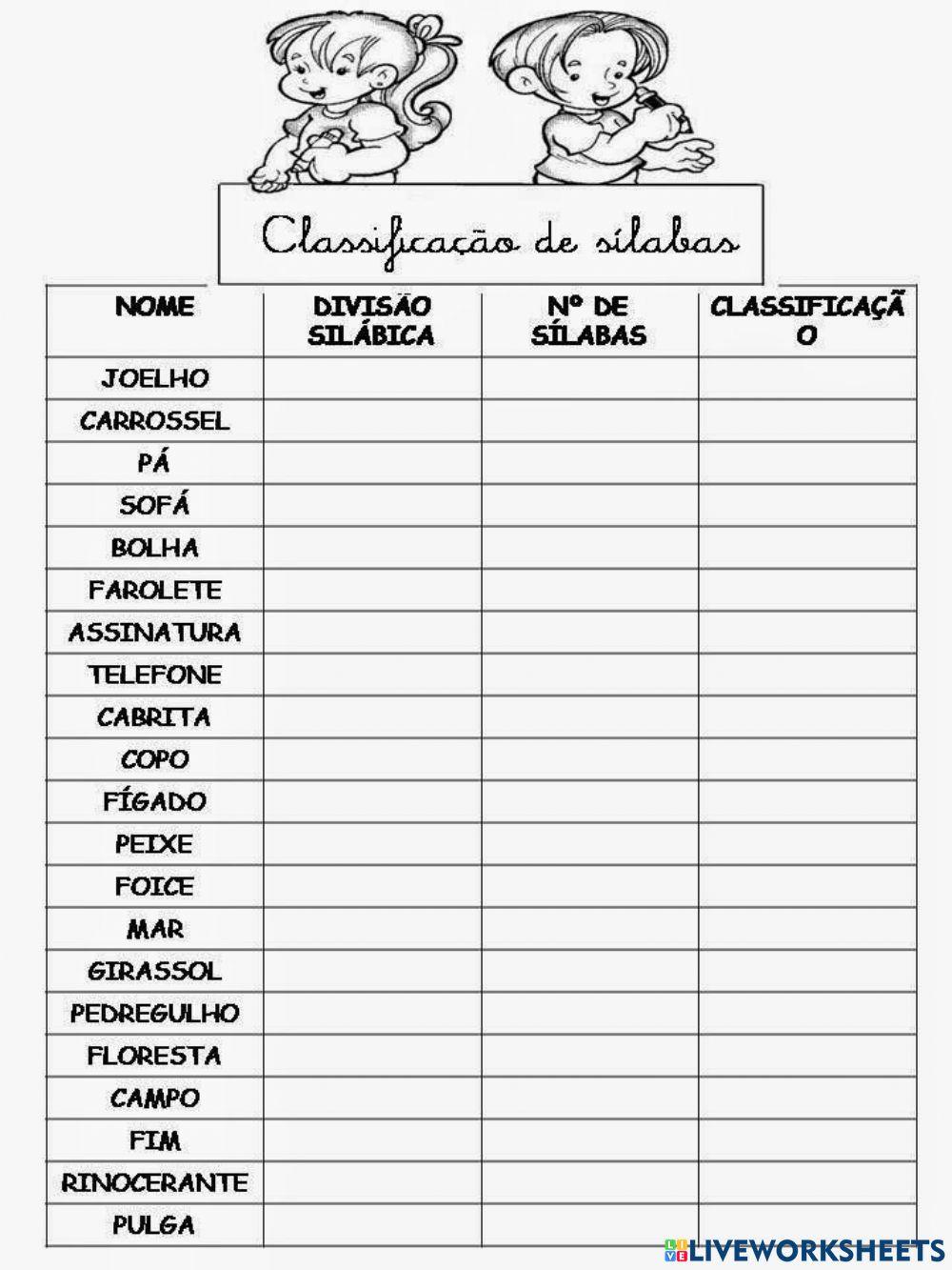 Separação silábica