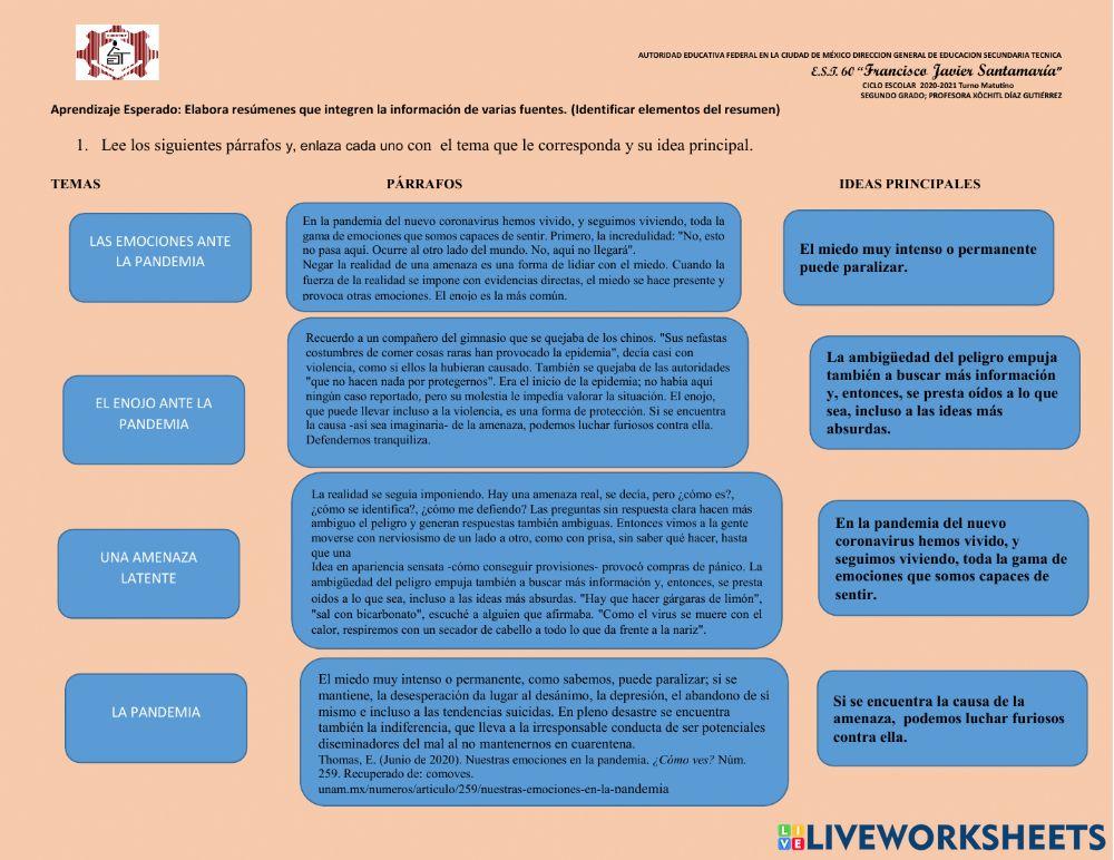 Elabora resúmenes que integren la información de varias fuentes.